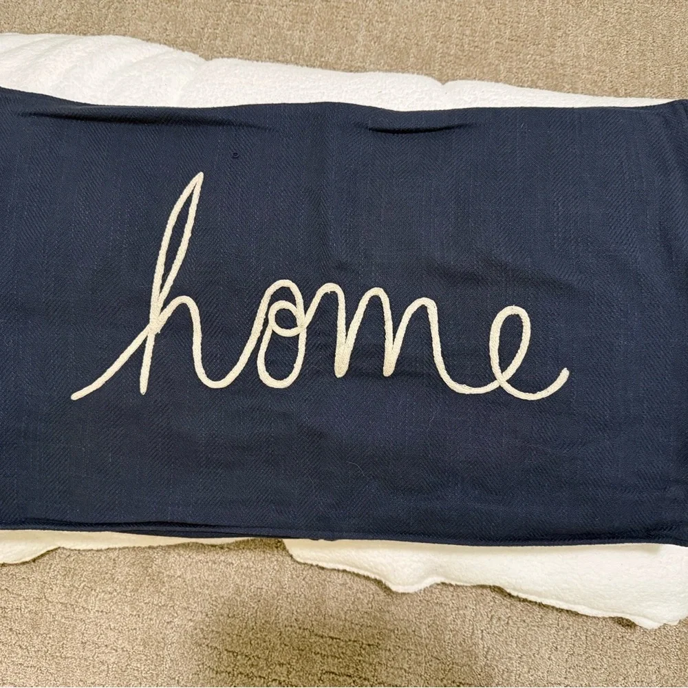Pottery Barn Blue Cotton Throw Pillow Cover